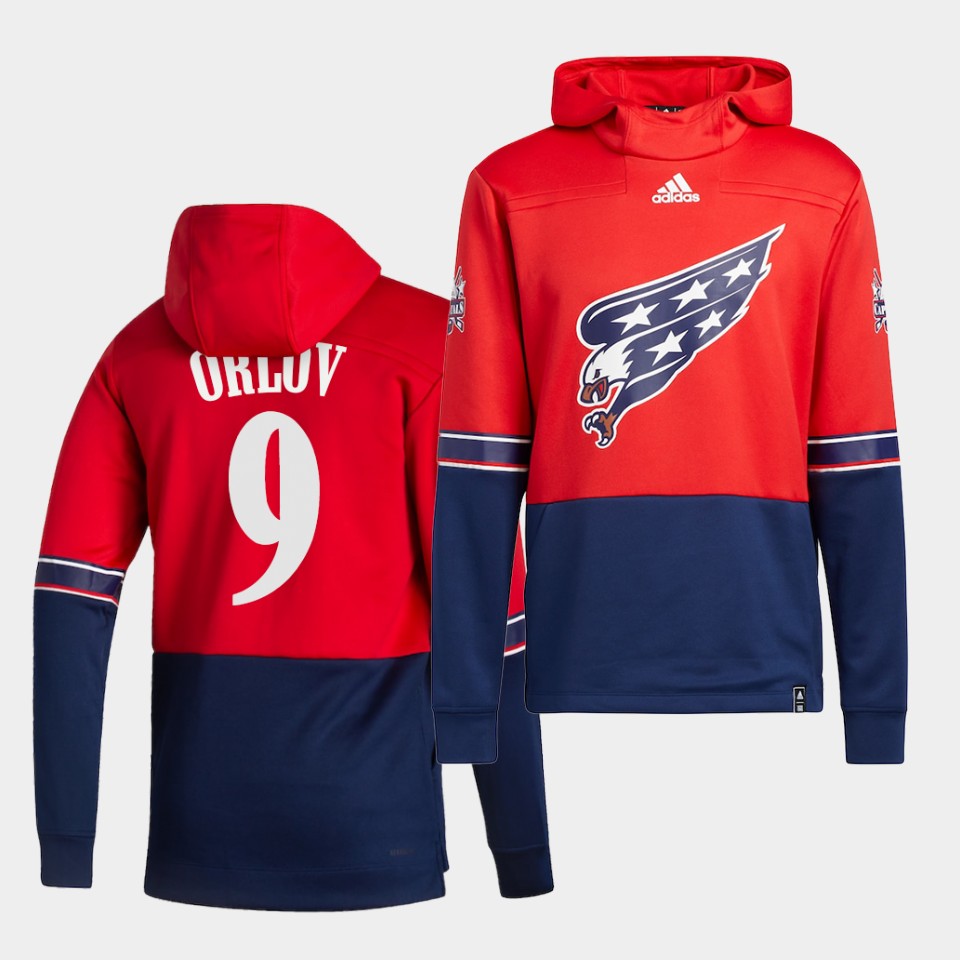 Men Washington Capitals #9 Orluv Red NHL 2021 Adidas Pullover Hoodie Jersey